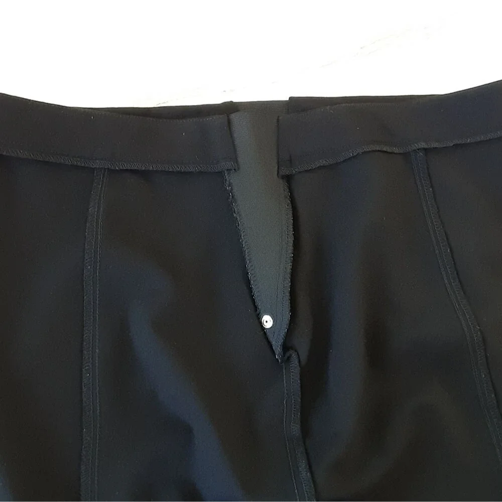 ANNE KLEIN Black Pull-On Gold Button Pencil Skirt Sz PXL